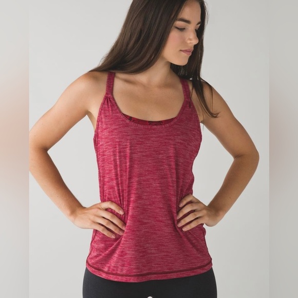 lululemon athletica Tops - Lululemon sunset salutation tank cranberry mini soggy snake print red size 4